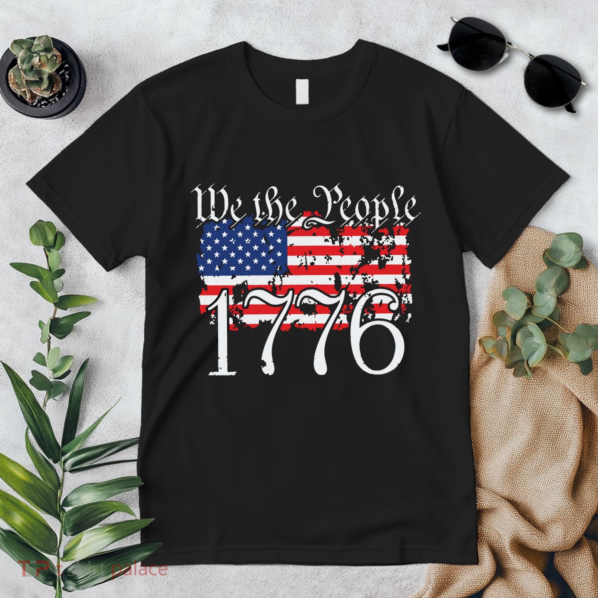 We The People 1776 US Constitution Freedom American Flag Premium T-Shirt