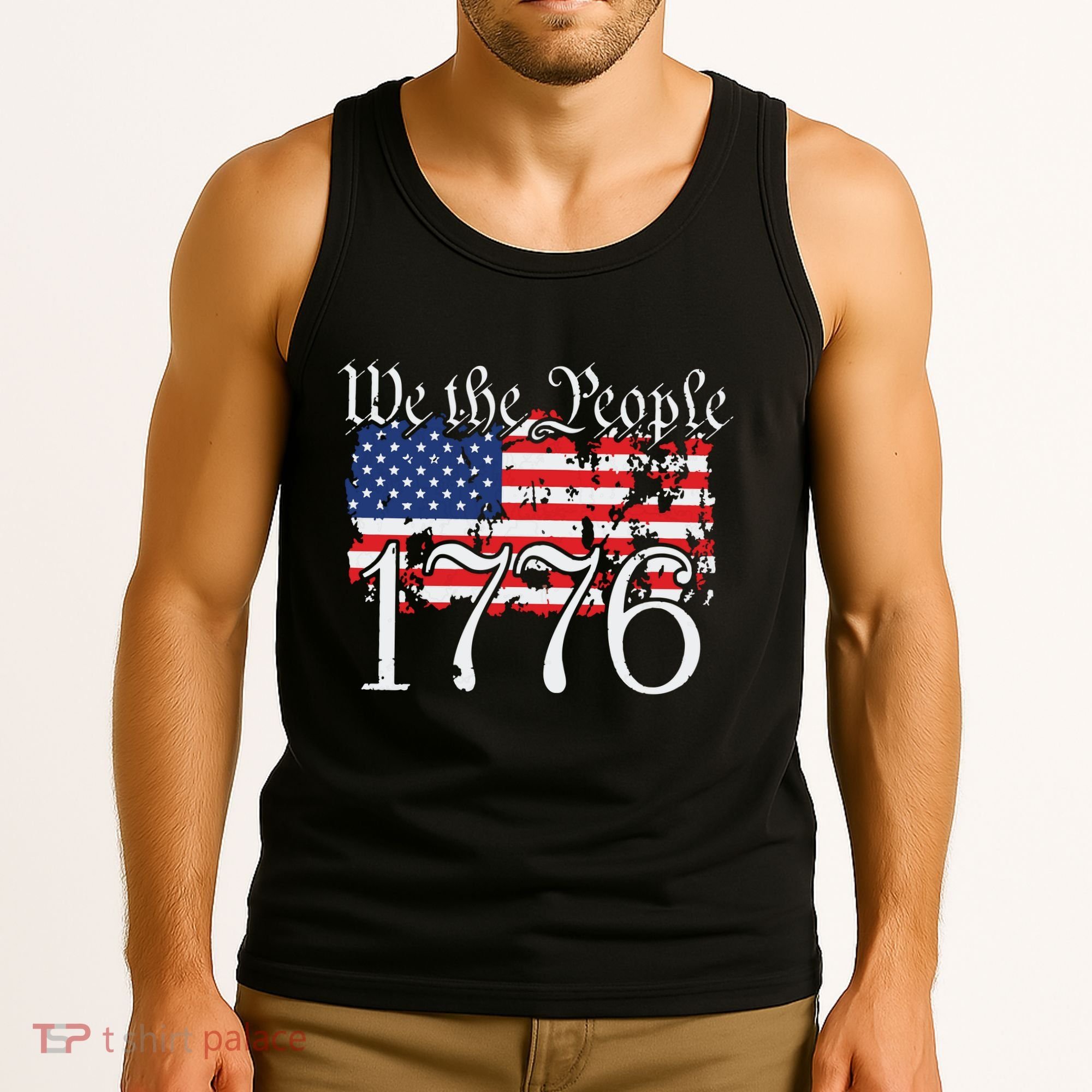 We The People 1776 US Constitution Freedom American Flag Tank Top