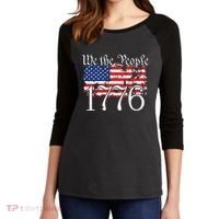 We The People 1776 US Constitution Freedom American Flag Women's Tri-Blend 3/4-Sleeve Raglan Shirt thumb 2