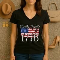 We The People 1776 US Constitution Freedom American Flag Women's V-Neck T-Shirt thumb 3