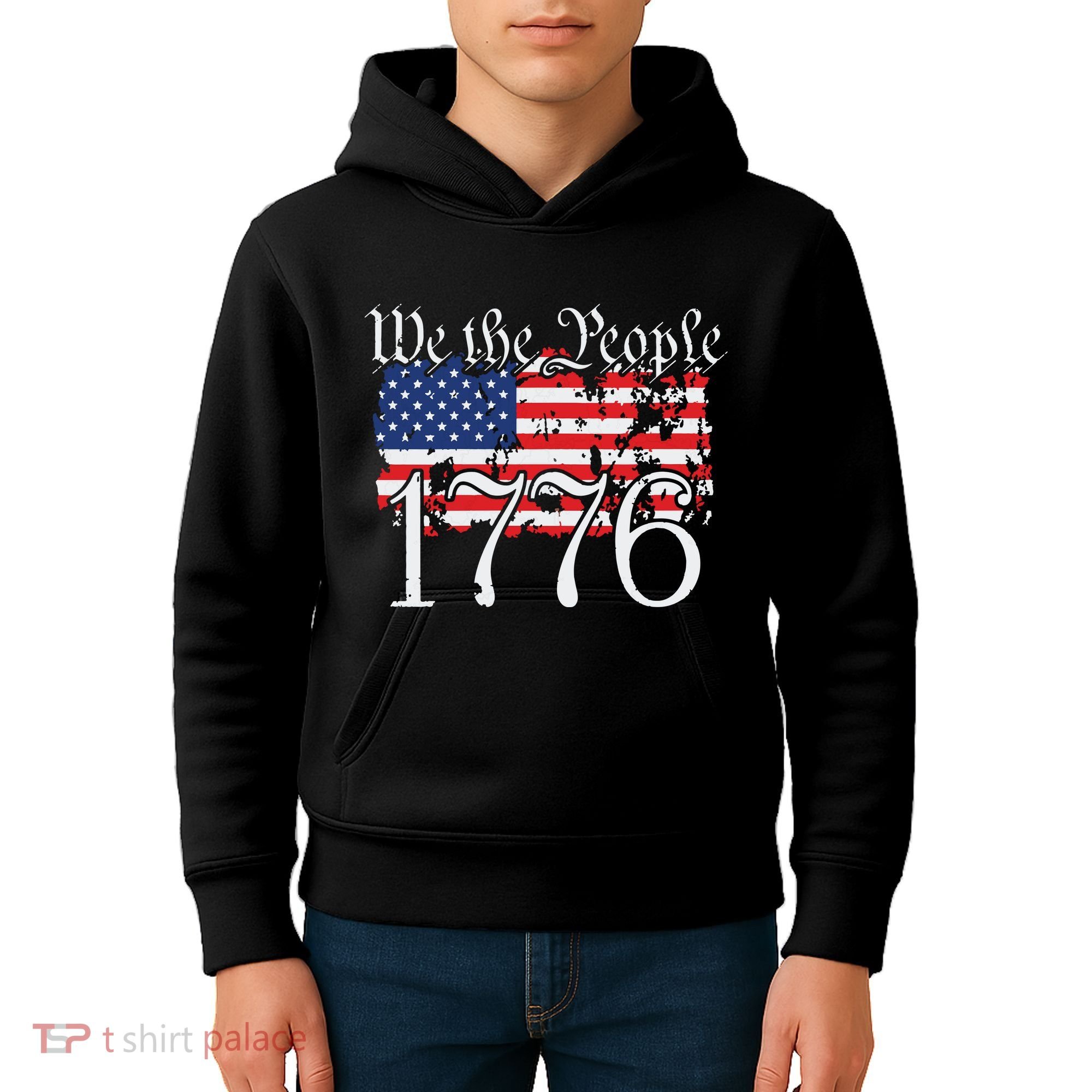 We The People 1776 US Constitution Freedom American Flag Kids Hoodie