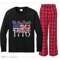 We The People 1776 US Constitution Freedom American Flag Kids Long Sleeve Plaid Pajama Set thumb 0