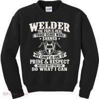 Welder The Pain Is Real Those Scars Were Earned Welding Kids Sweatshirt thumb 0