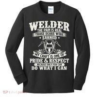 Welder The Pain Is Real Those Scars Were Earned Welding Kids Long Sleeve Shirt thumb 0