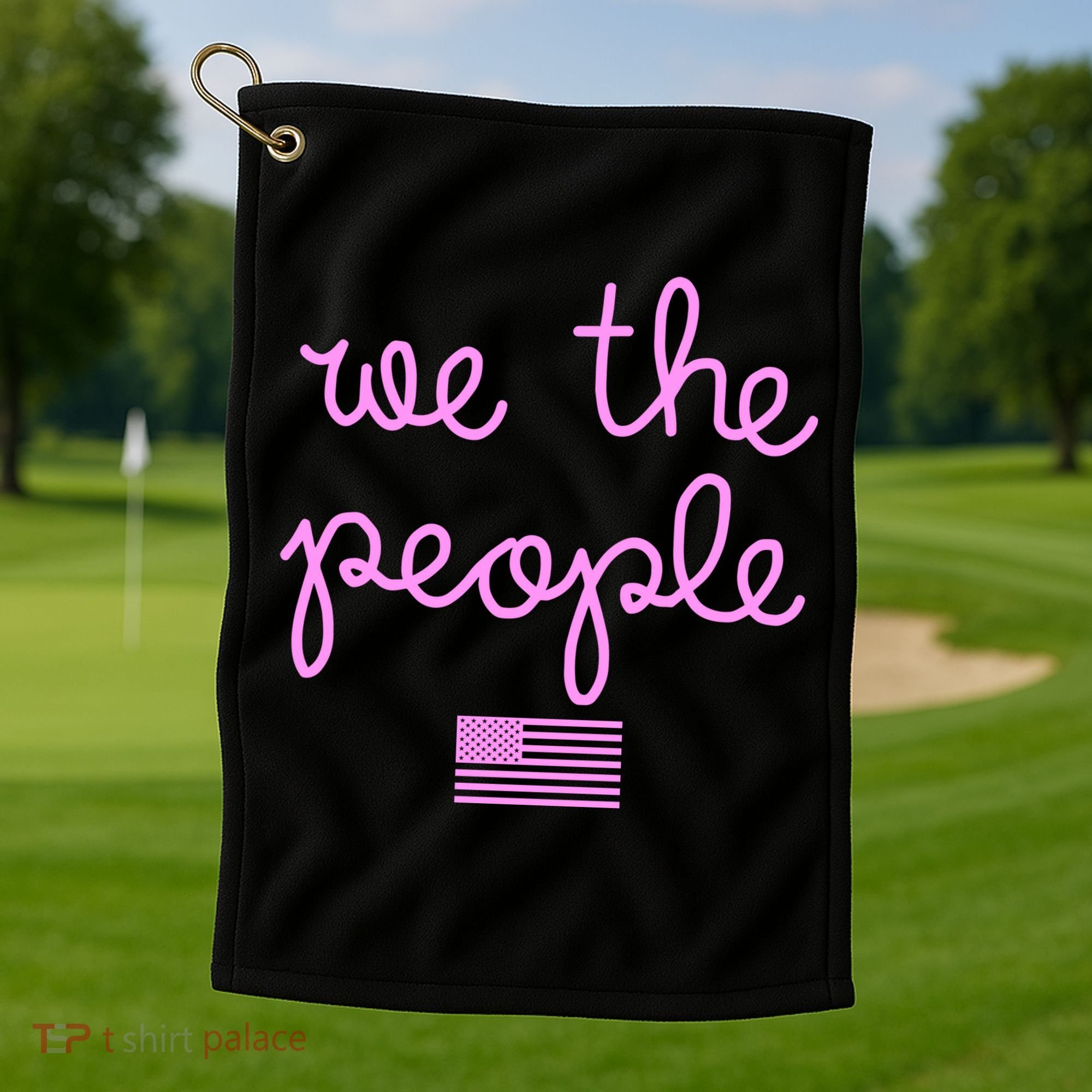 We The People USA Pink American Flag Golf Towel