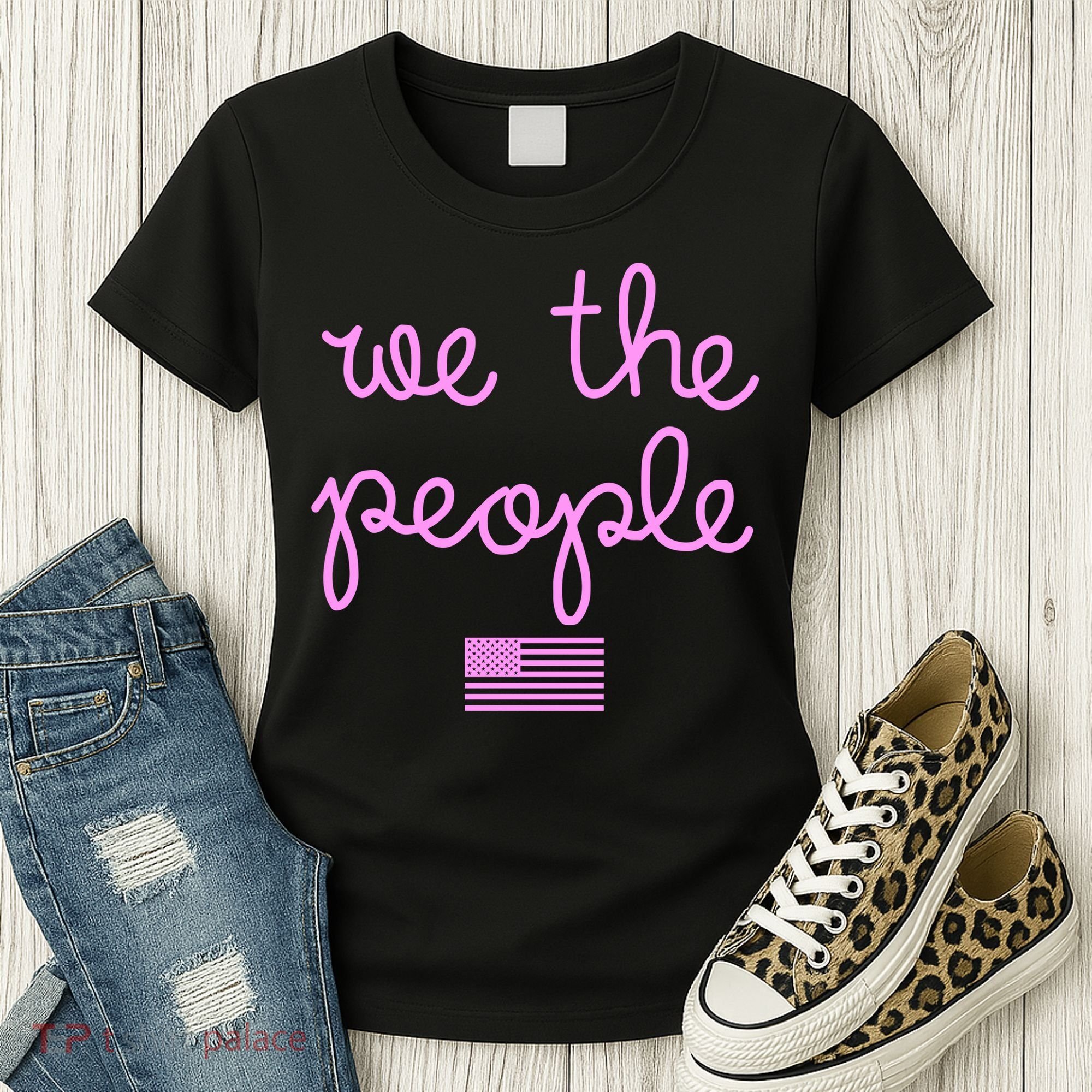 We The People USA Pink American Flag Women's T-Shirt
