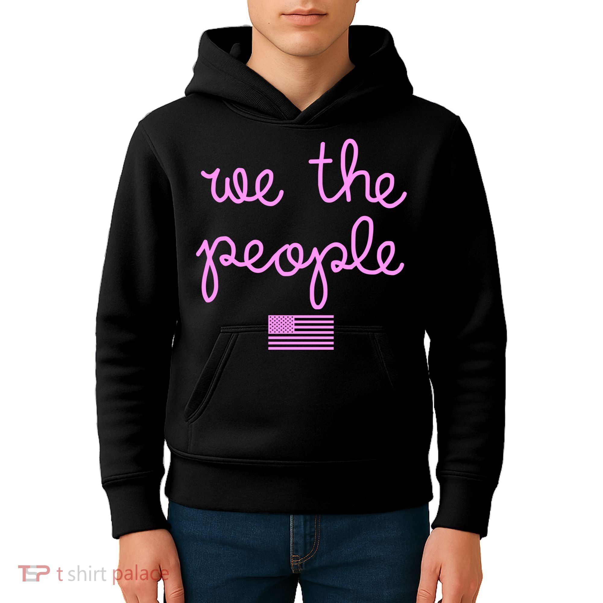 We The People USA Pink American Flag Kids Hoodie