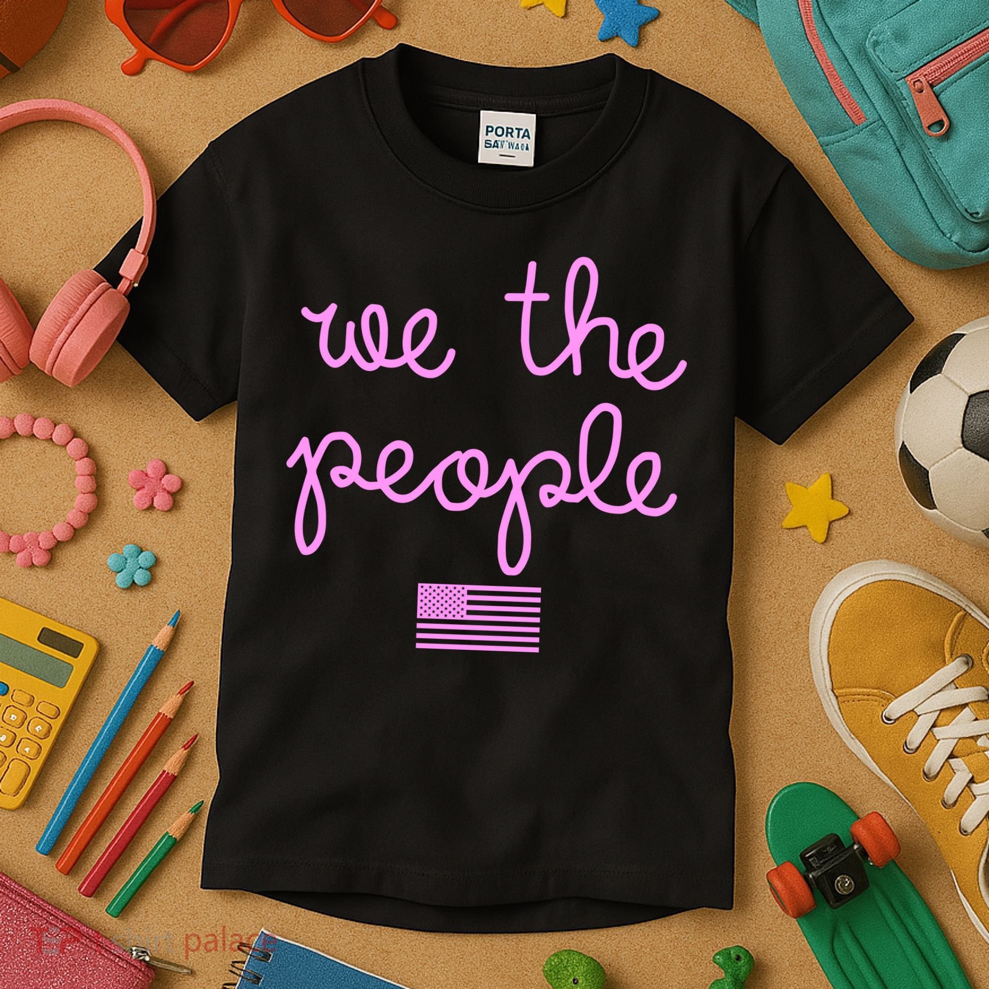 We The People USA Pink American Flag Kids T-Shirt