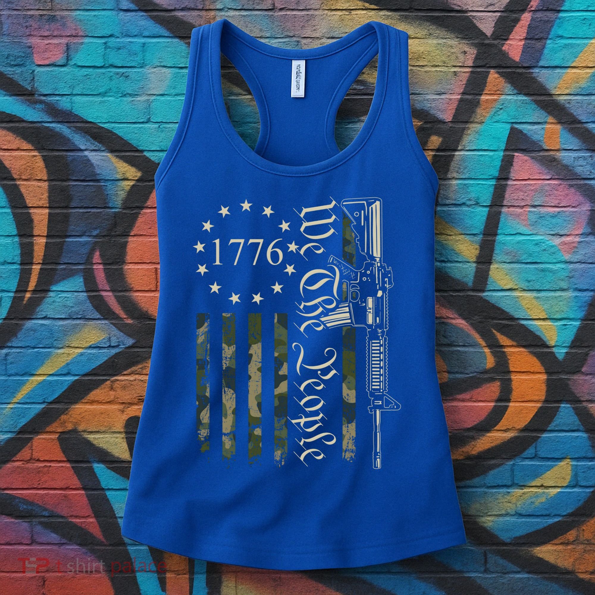 We The People Camo Ar15 Pro Gun Usa Flag Gift Women's Tank Top