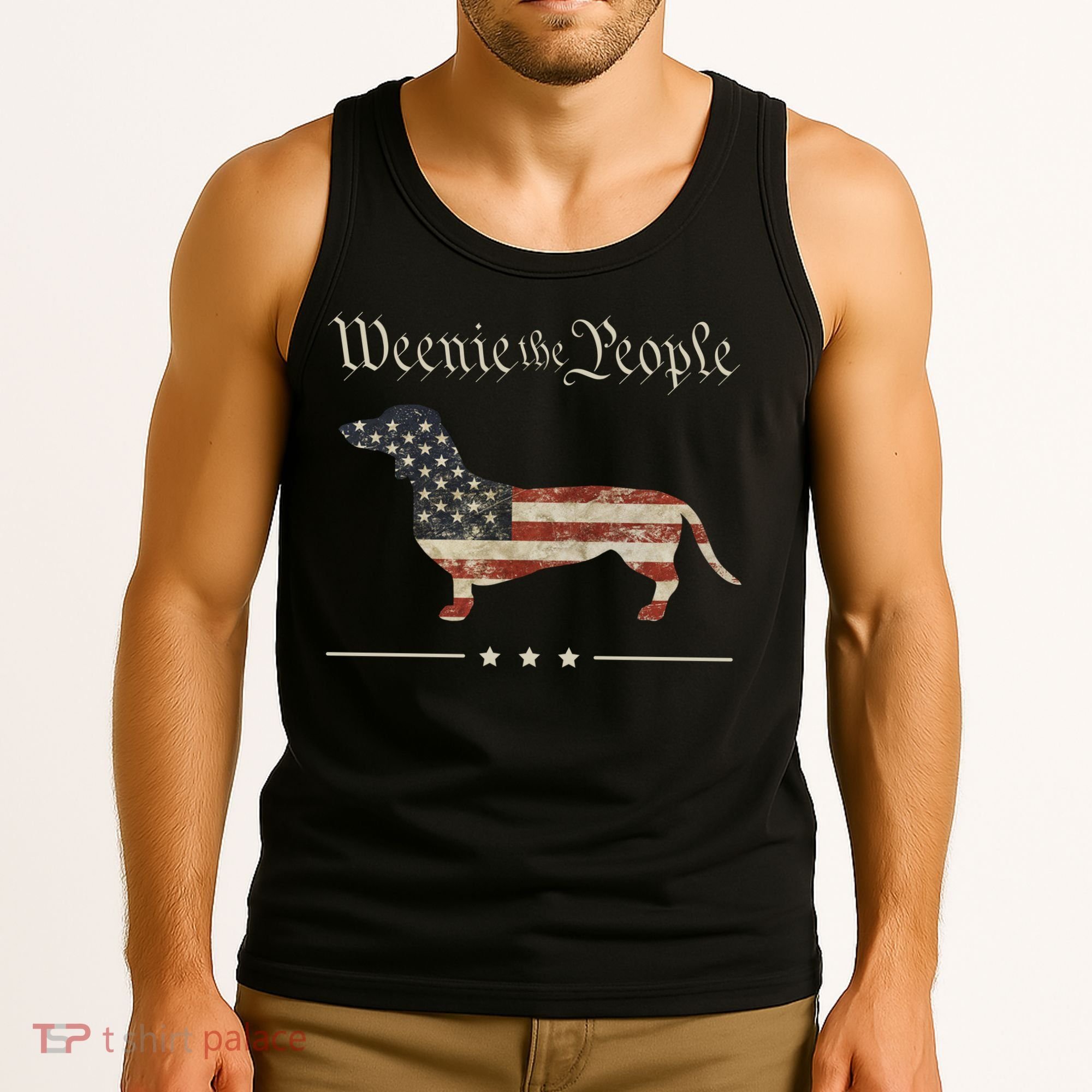 Weenie The People Funny Dachshund 4th Of July USA Tank Top