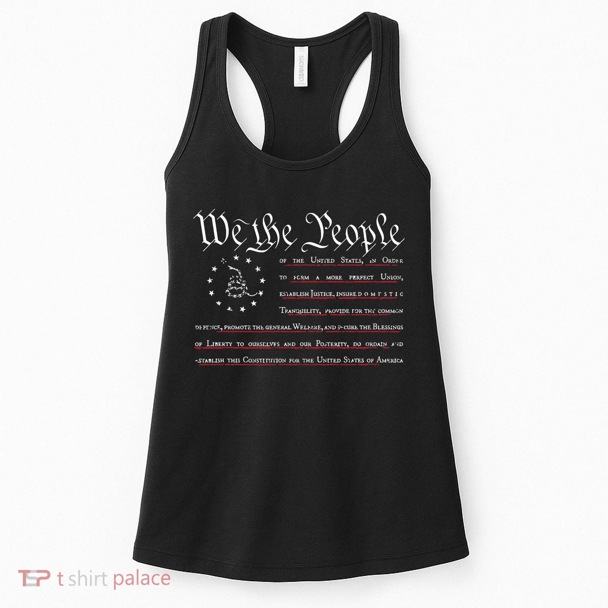 We The People Gadsden USA Flag Preamble Of The Constitution Women's Tank Top