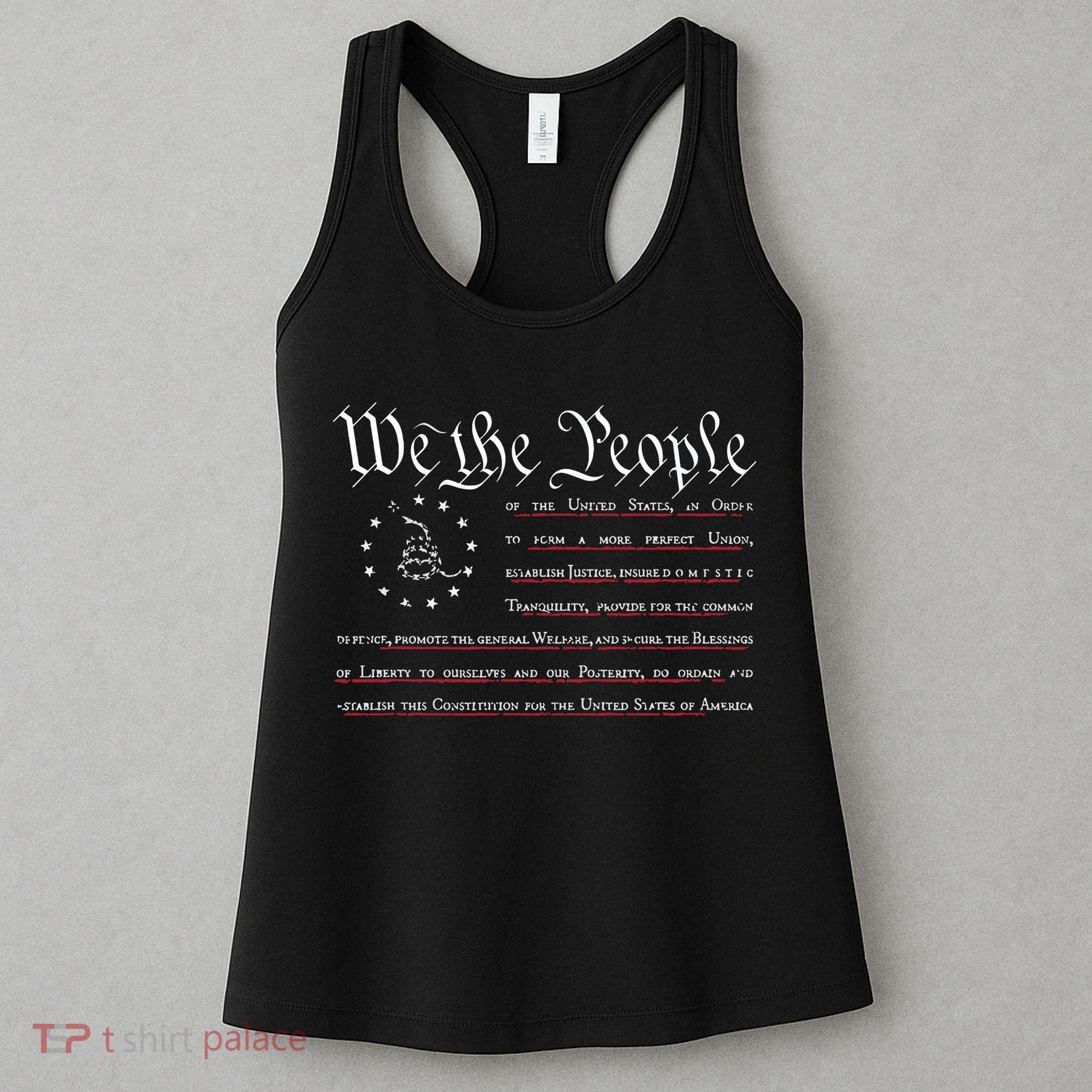 We The People Gadsden USA Flag Preamble Of The Constitution Women's Tank Top