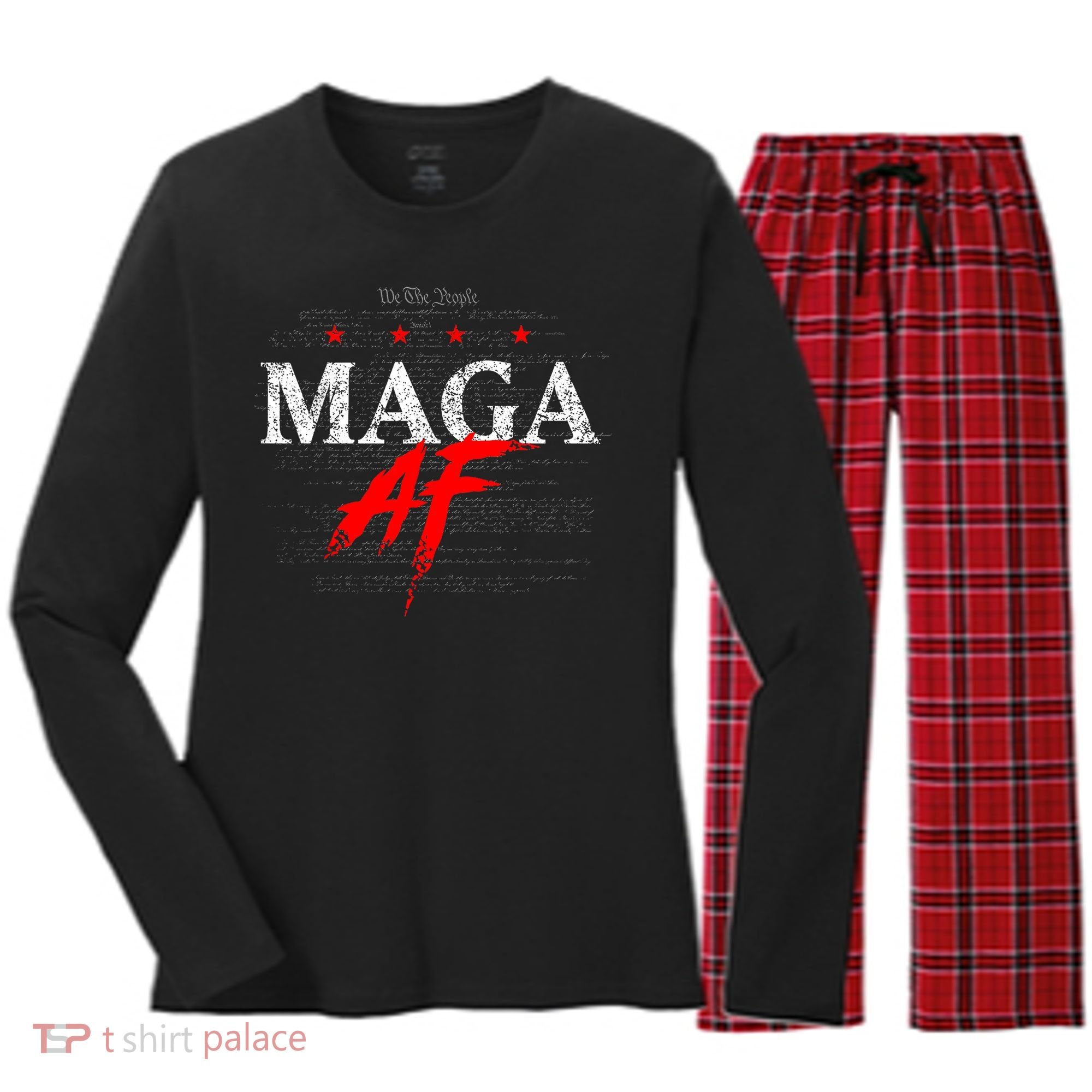 We The People Maga Women's Long Sleeve Flannel Pajama Set 