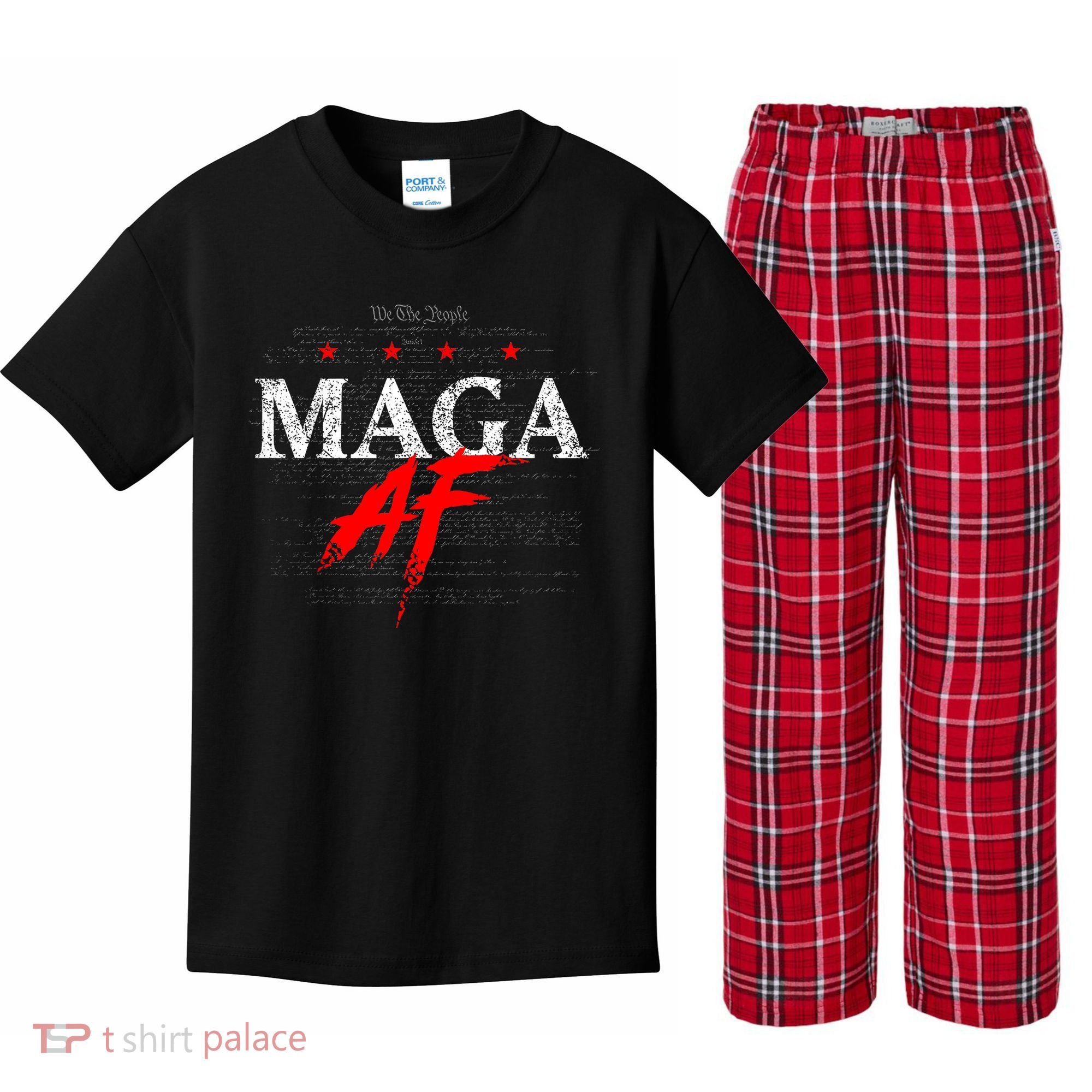 We The People Maga Kids Plaid Pajama Set