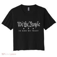 WE THE PEOPLE IN GOD WE TRUST USA AMERICAN PATRIOT PRIDE Women's Crop Top Tee thumb 0
