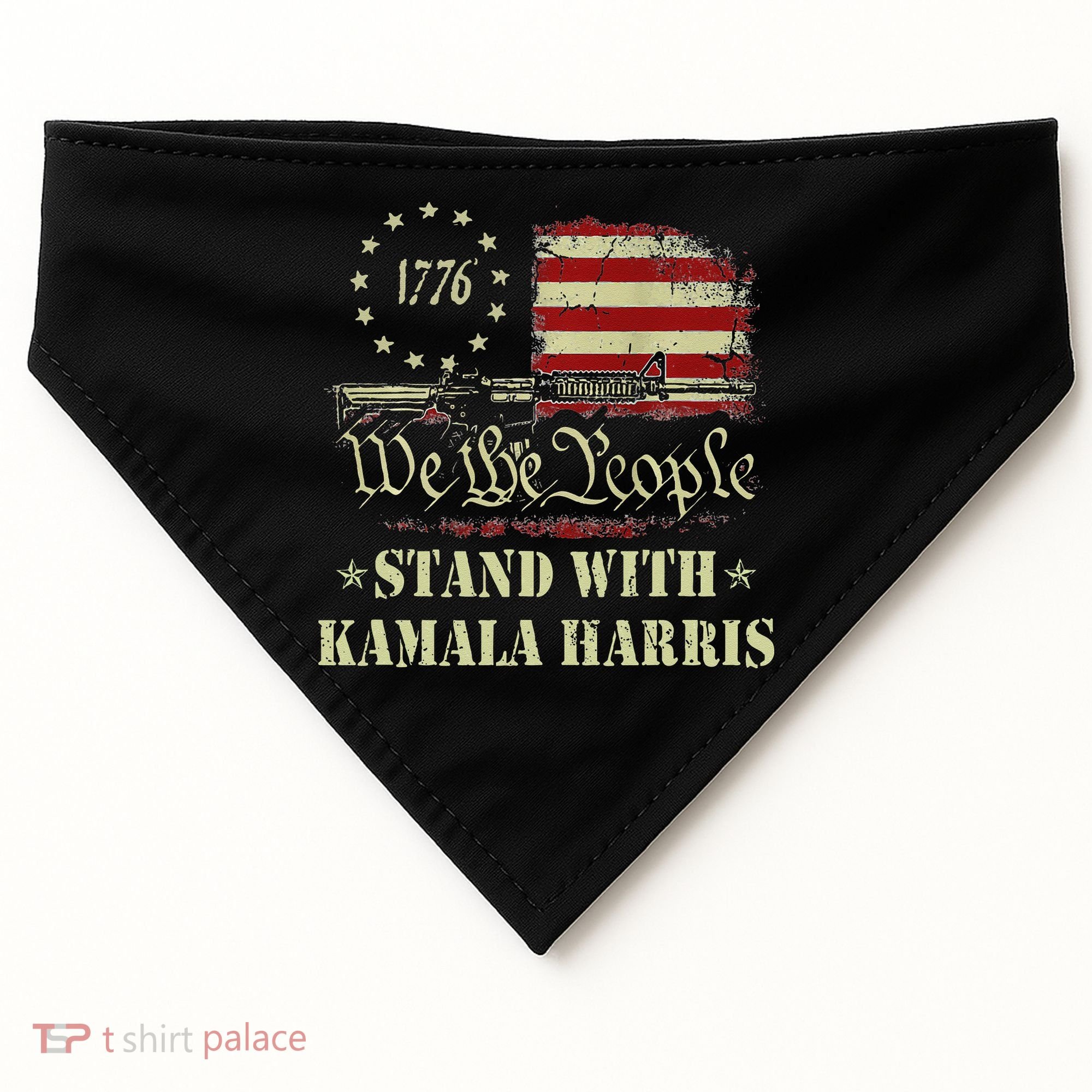We The People Stand With Kamala Harris 2024 American Flag USA-Made Doggie Bandana