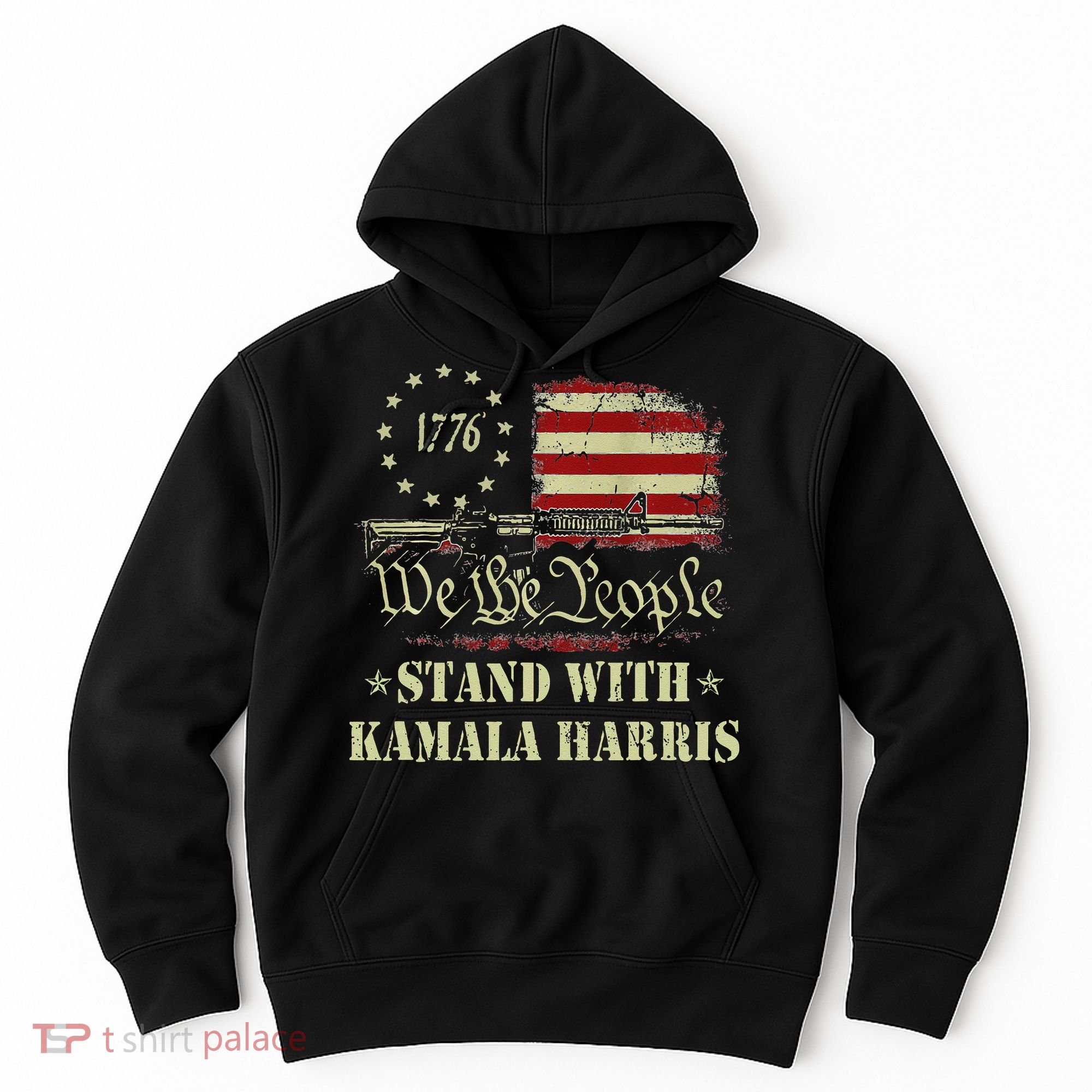 We The People Stand With Kamala Harris 2024 American Flag Hoodie
