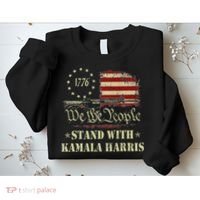 We The People Stand With Kamala Harris 2024 American Flag Sweatshirt thumb 2