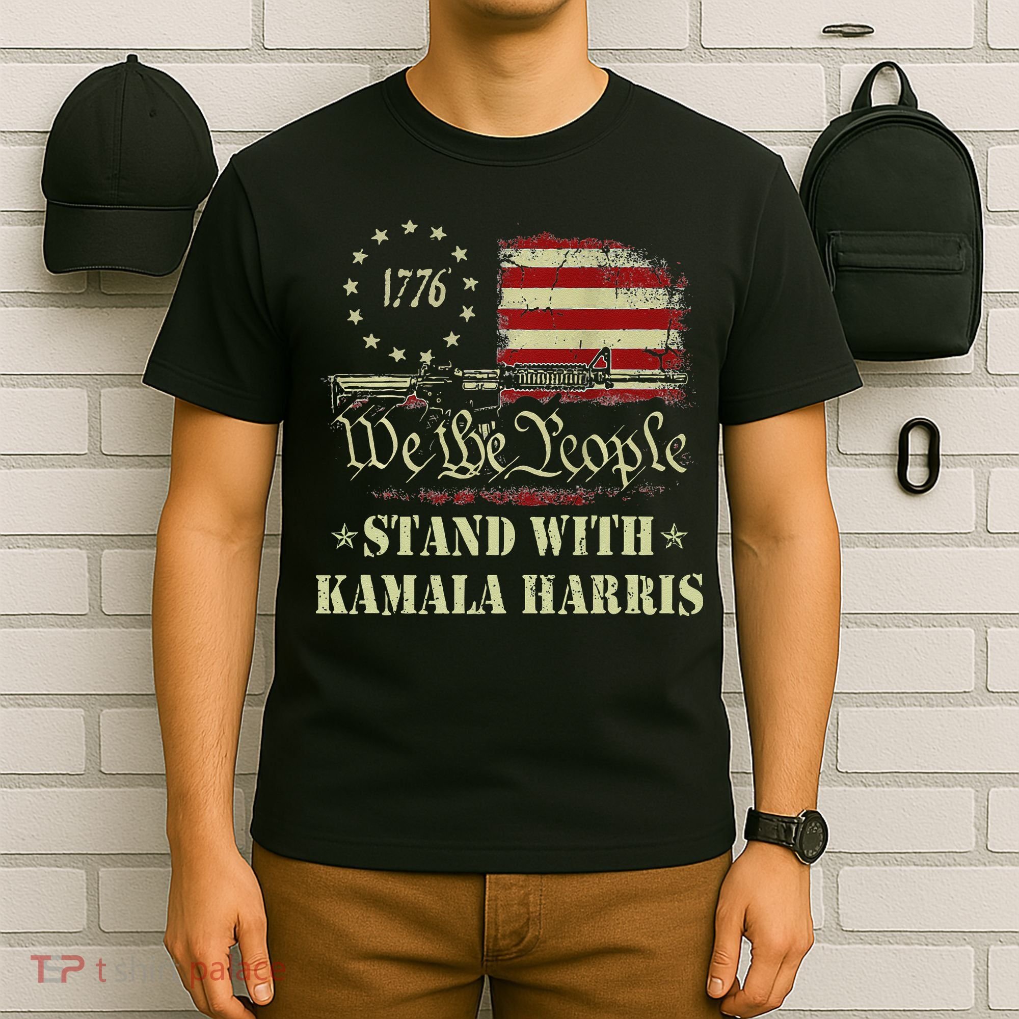 We The People Stand With Kamala Harris 2024 American Flag T-Shirt