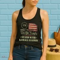 We The People Stand With Kamala Harris 2024 American Flag Women's Tank Top thumb 2