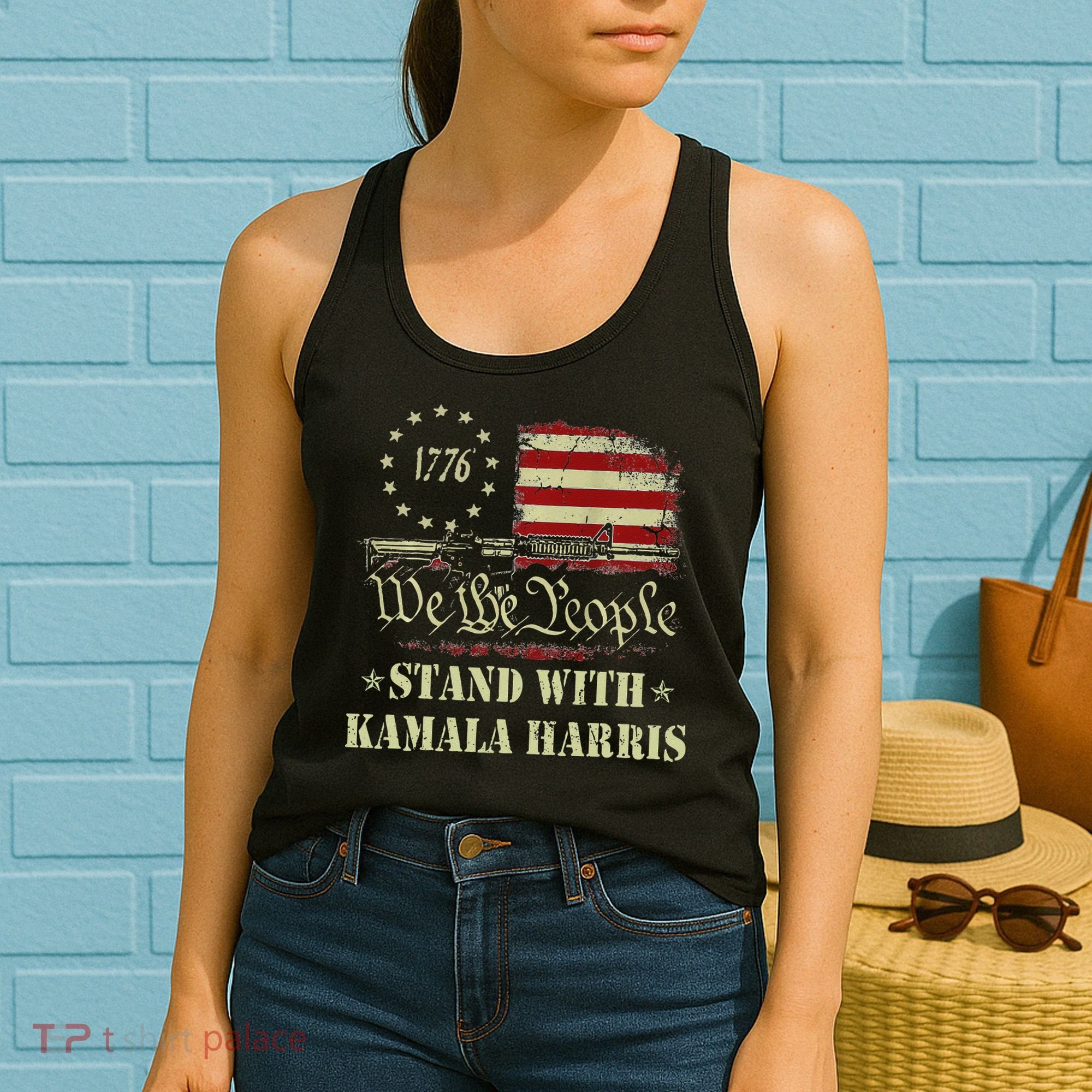 We The People Stand With Kamala Harris 2024 American Flag Women's Tank Top