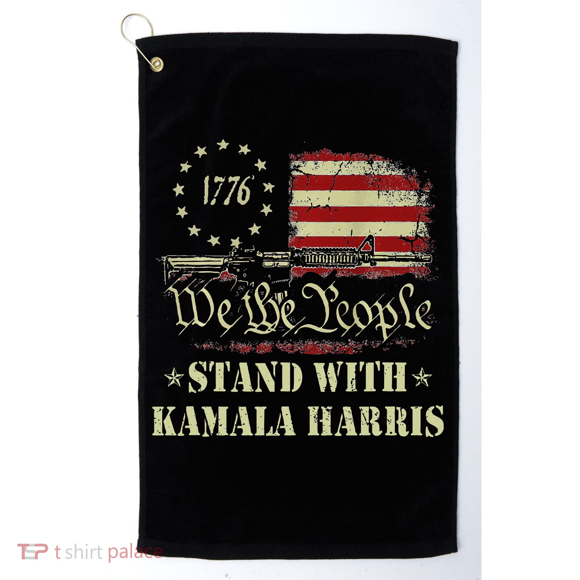 We The People Stand With Kamala Harris 2024 American Flag Golf Towel