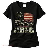 We The People Stand With Kamala Harris 2024 American Flag Women's T-Shirt thumb 0