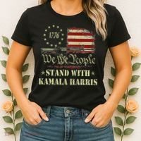 We The People Stand With Kamala Harris 2024 American Flag Women's T-Shirt thumb 2