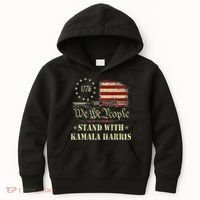 We The People Stand With Kamala Harris 2024 American Flag Kids Hoodie thumb 0