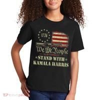 We The People Stand With Kamala Harris 2024 American Flag Kids T-Shirt thumb 2