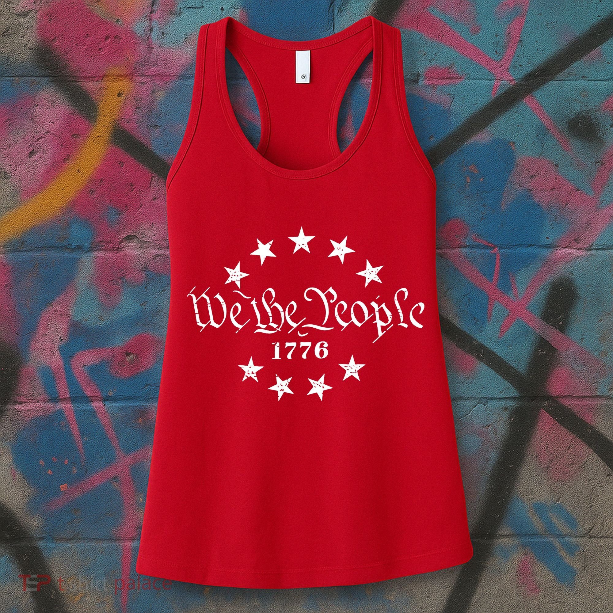 We The People Patriotic 4th Of July American Flag Women's Tank Top