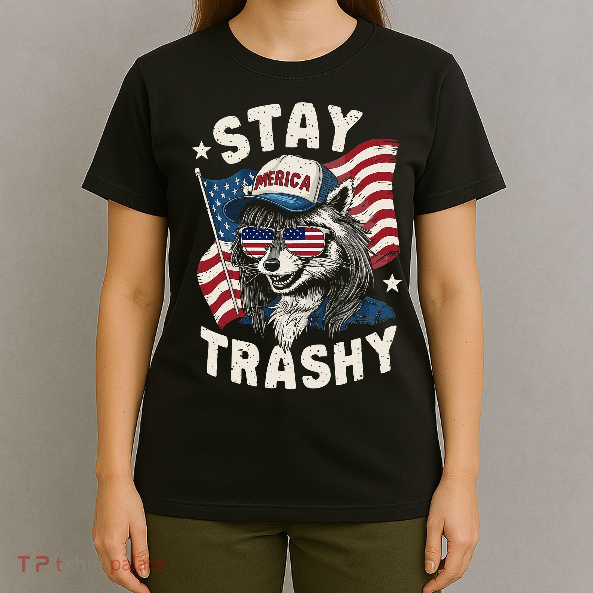 White Trash Party Attire Redneck Raccoon Stay Trashy Usa T-Shirt
