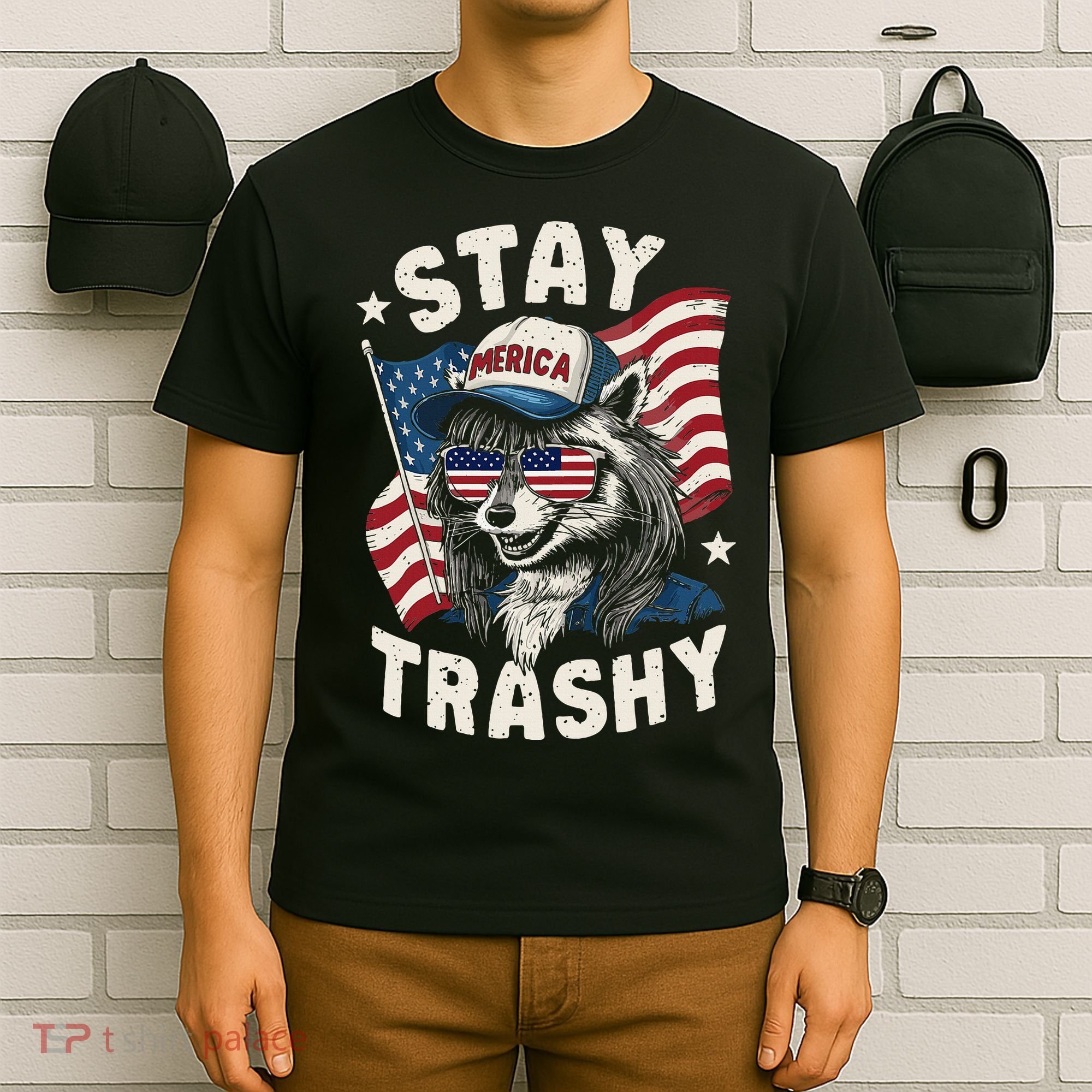 White Trash Party Attire Redneck Raccoon Stay Trashy Usa T-Shirt