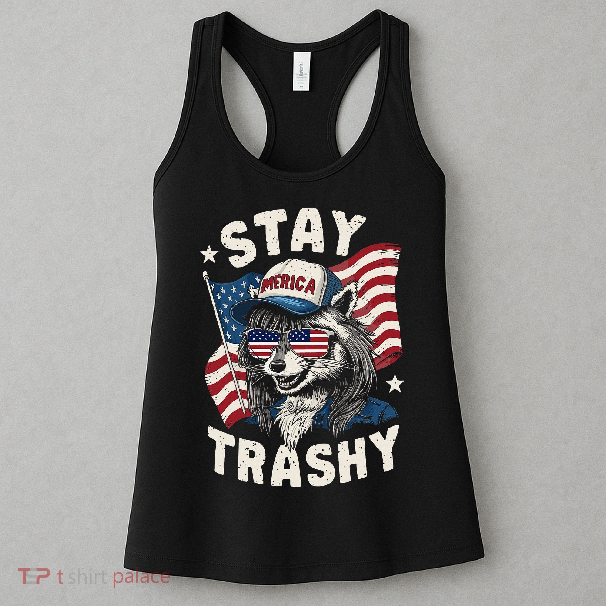 White Trash Party Attire Redneck Raccoon Stay Trashy Usa Women's Tank Top