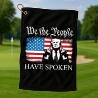 We The People Have Spoken Trump Flag Maga Patriot Statement Golf Towel thumb 1