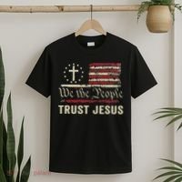 We The People Trust Jesus USA Flag Christian Patriotic T-Shirt thumb 2