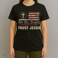 We The People Trust Jesus USA Flag Christian Patriotic T-Shirt thumb 4