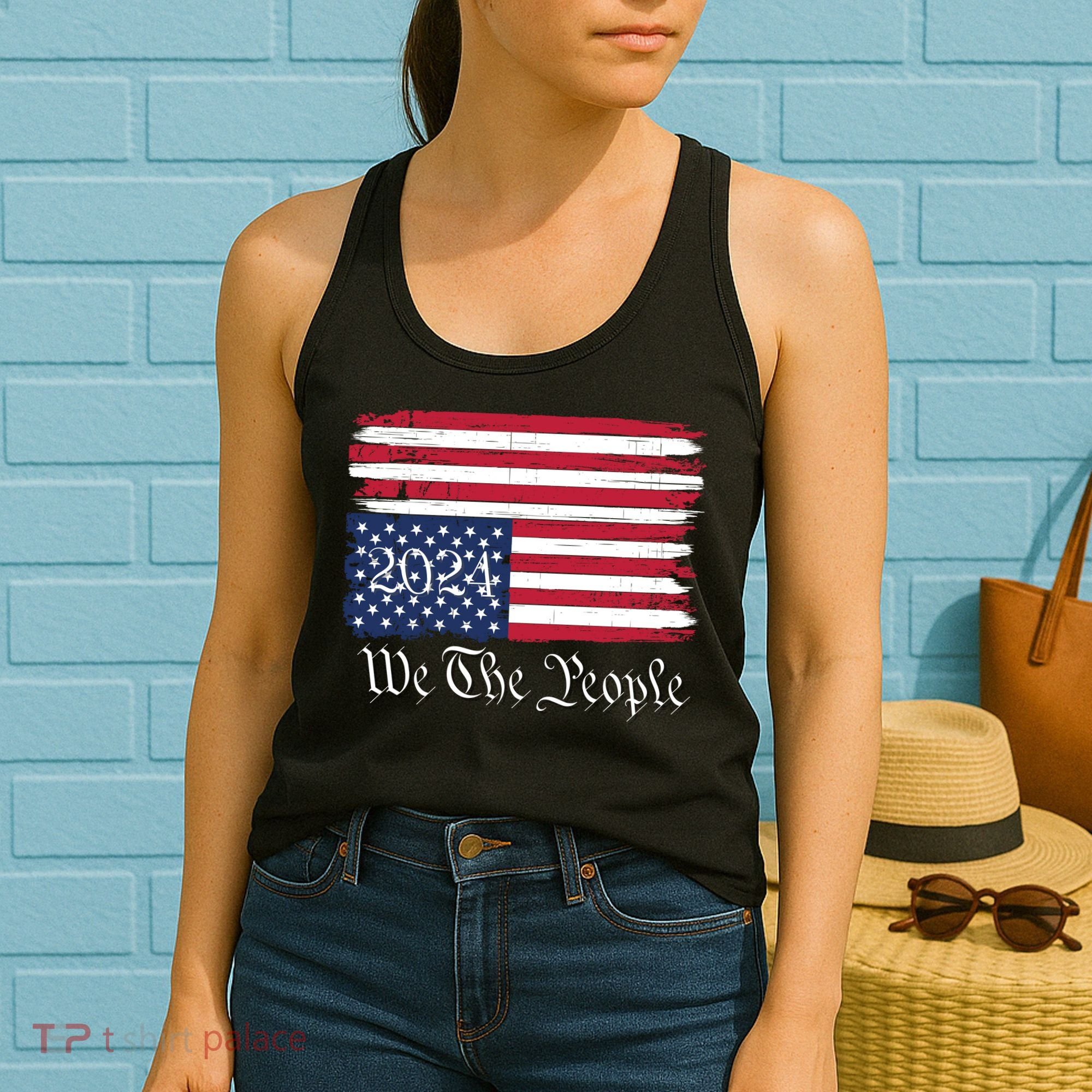 We The People 2024 Distressed Usa Flag Save Our Republic Save Our Constitution Women's Tank Top