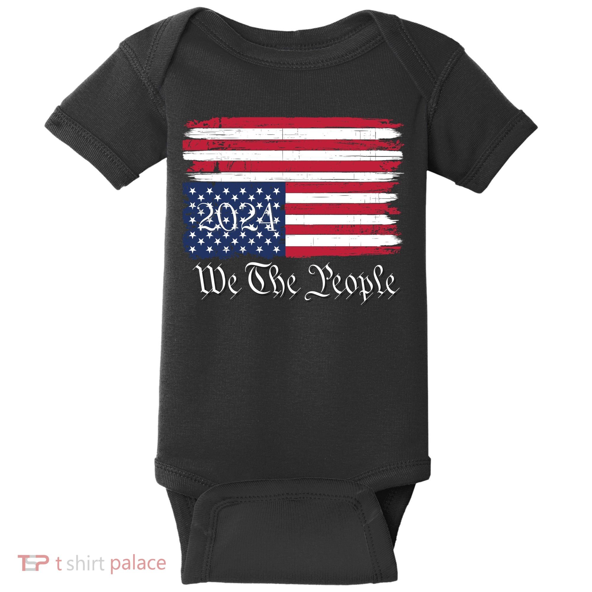We The People 2024 Distressed Usa Flag Save Our Republic Save Our Constitution Baby Bodysuit
