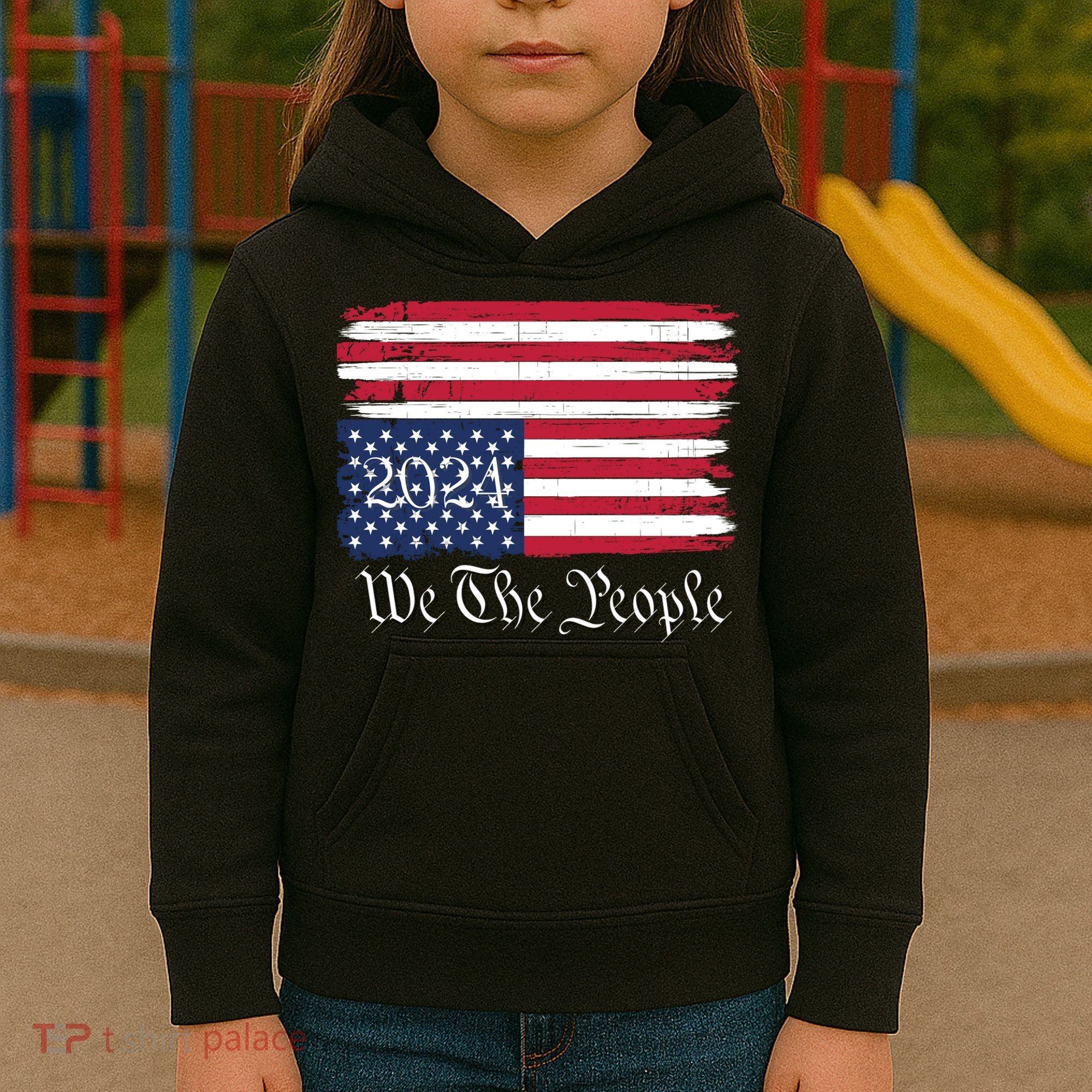 We The People 2024 Distressed Usa Flag Save Our Republic Save Our Constitution Kids Hoodie