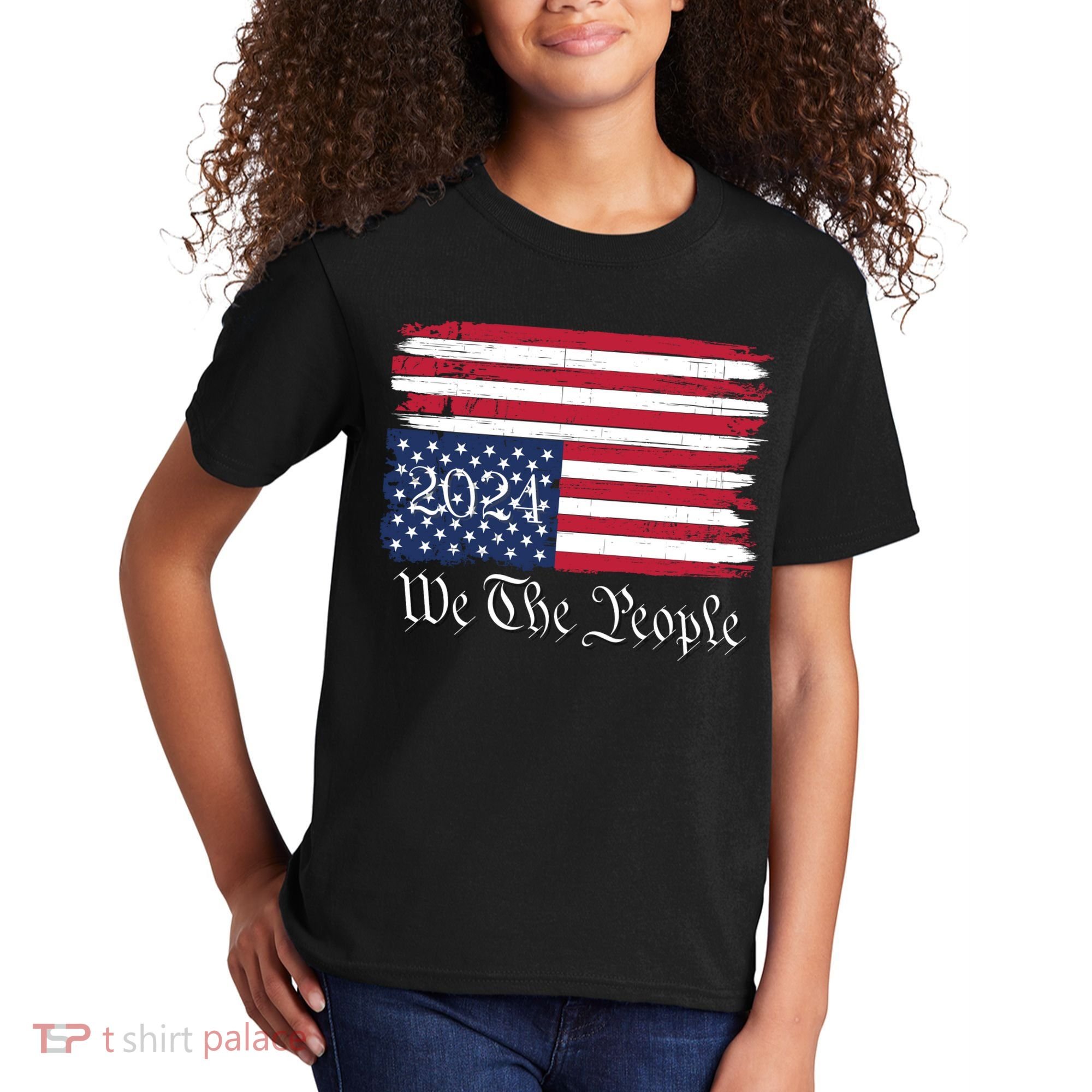 We The People 2024 Distressed Usa Flag Save Our Republic Save Our Constitution Kids T-Shirt