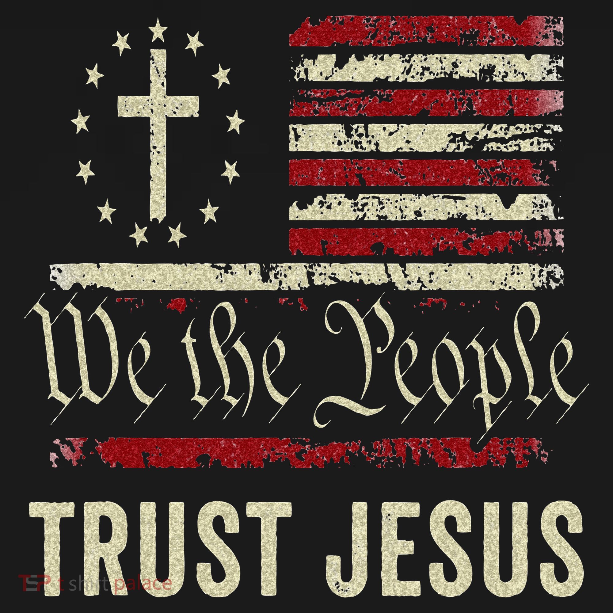 We The People Trust Jesus USA Flag Christian Patriotic Women's Tank Top