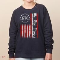 We The People 1776 Distressed USA American Flag Women's Sweatshirt thumb 0