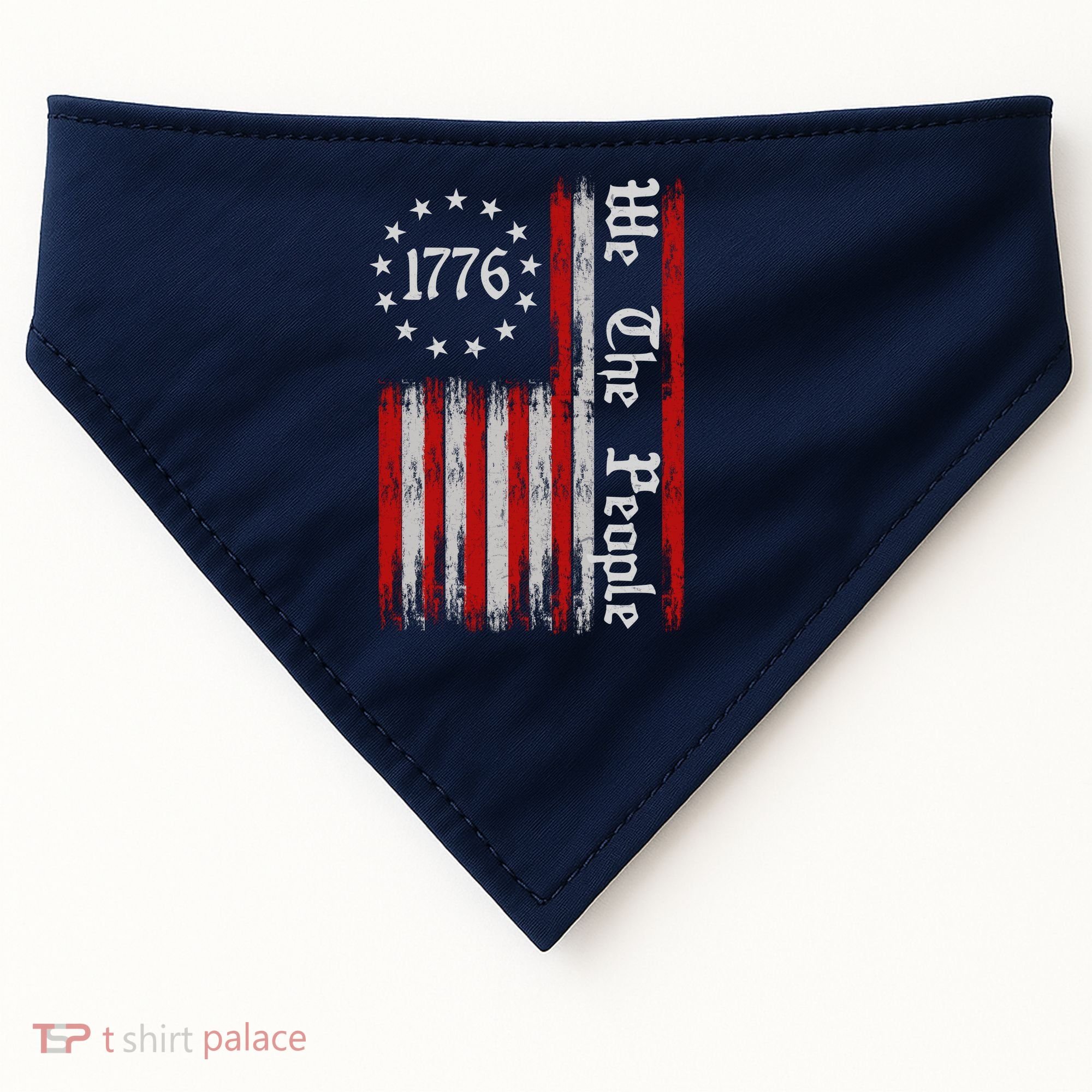 We The People 1776 Distressed USA American Flag USA-Made Doggie Bandana