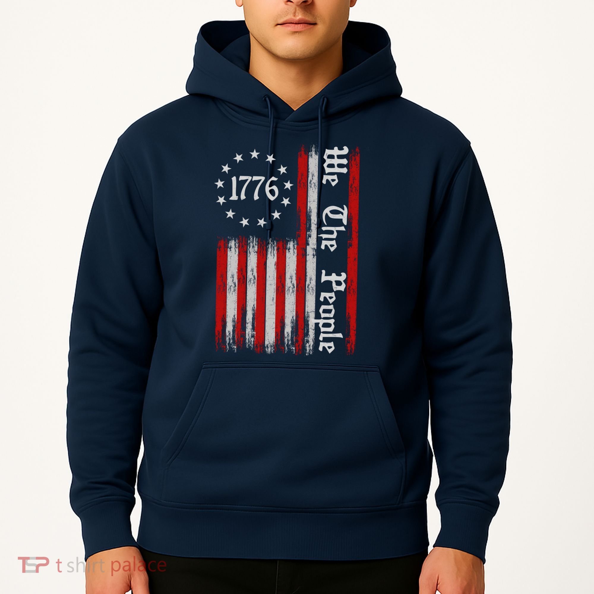 We The People 1776 Distressed USA American Flag Hoodie