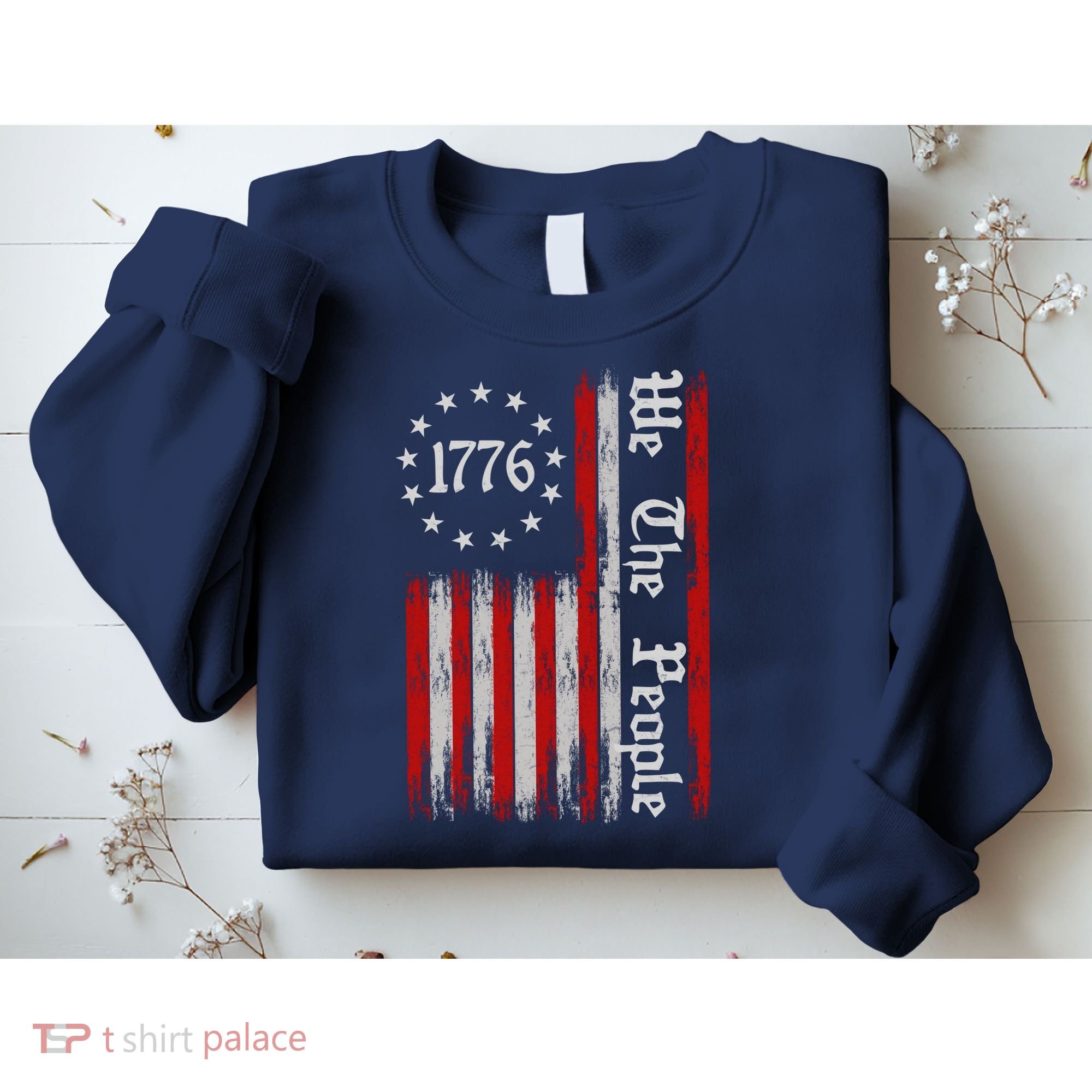 We The People 1776 Distressed USA American Flag Sweatshirt