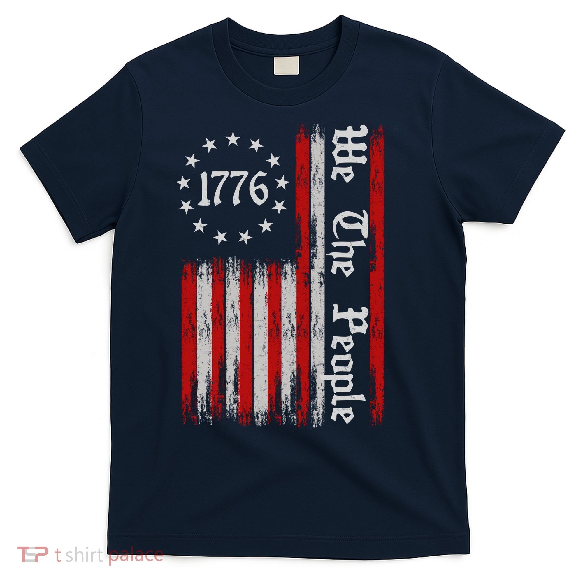 We The People 1776 Distressed USA American Flag T-Shirt