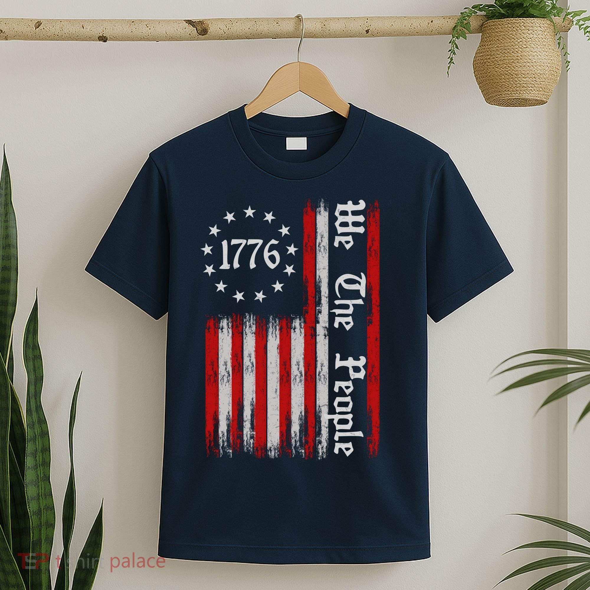We The People 1776 Distressed USA American Flag T-Shirt