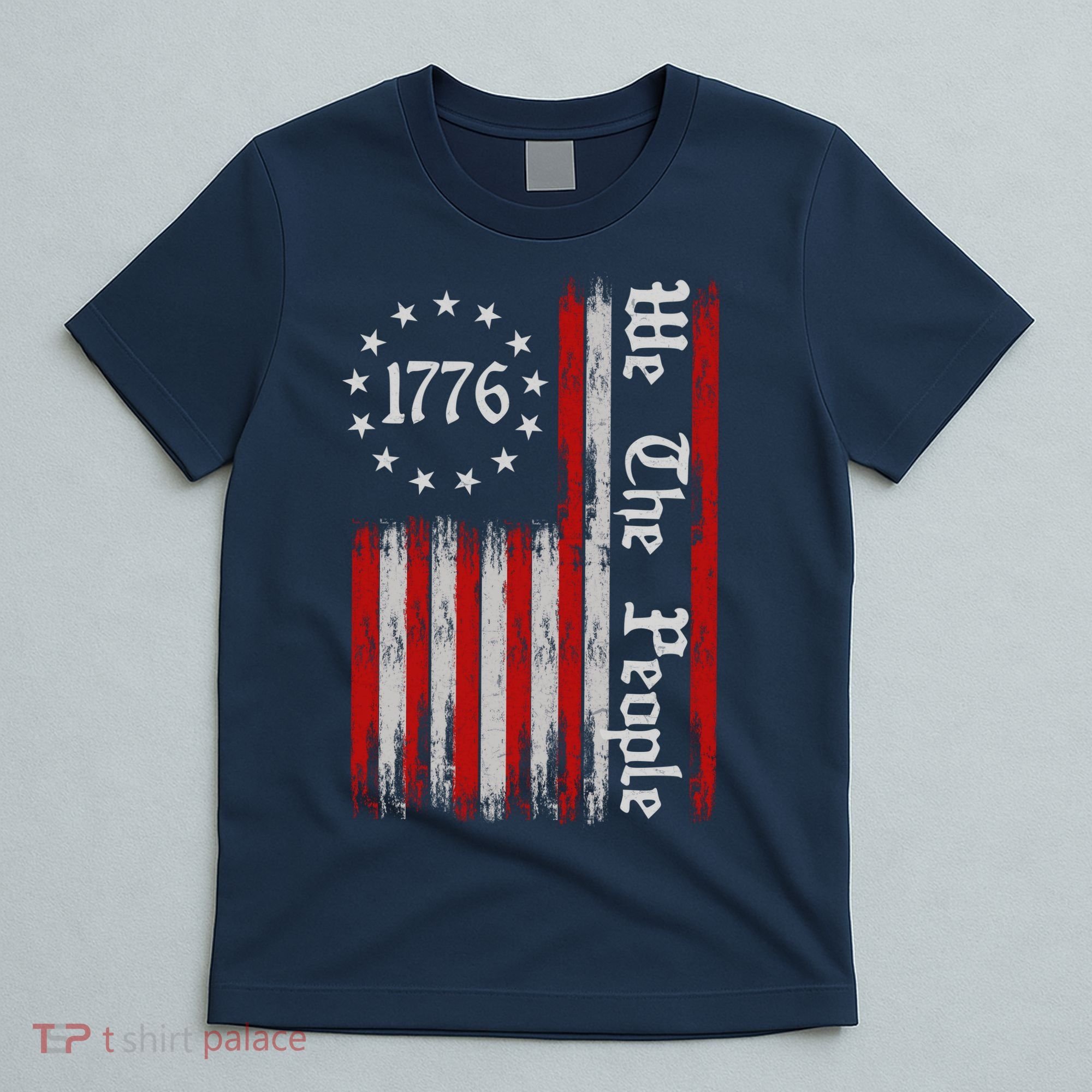 We The People 1776 Distressed USA American Flag T-Shirt
