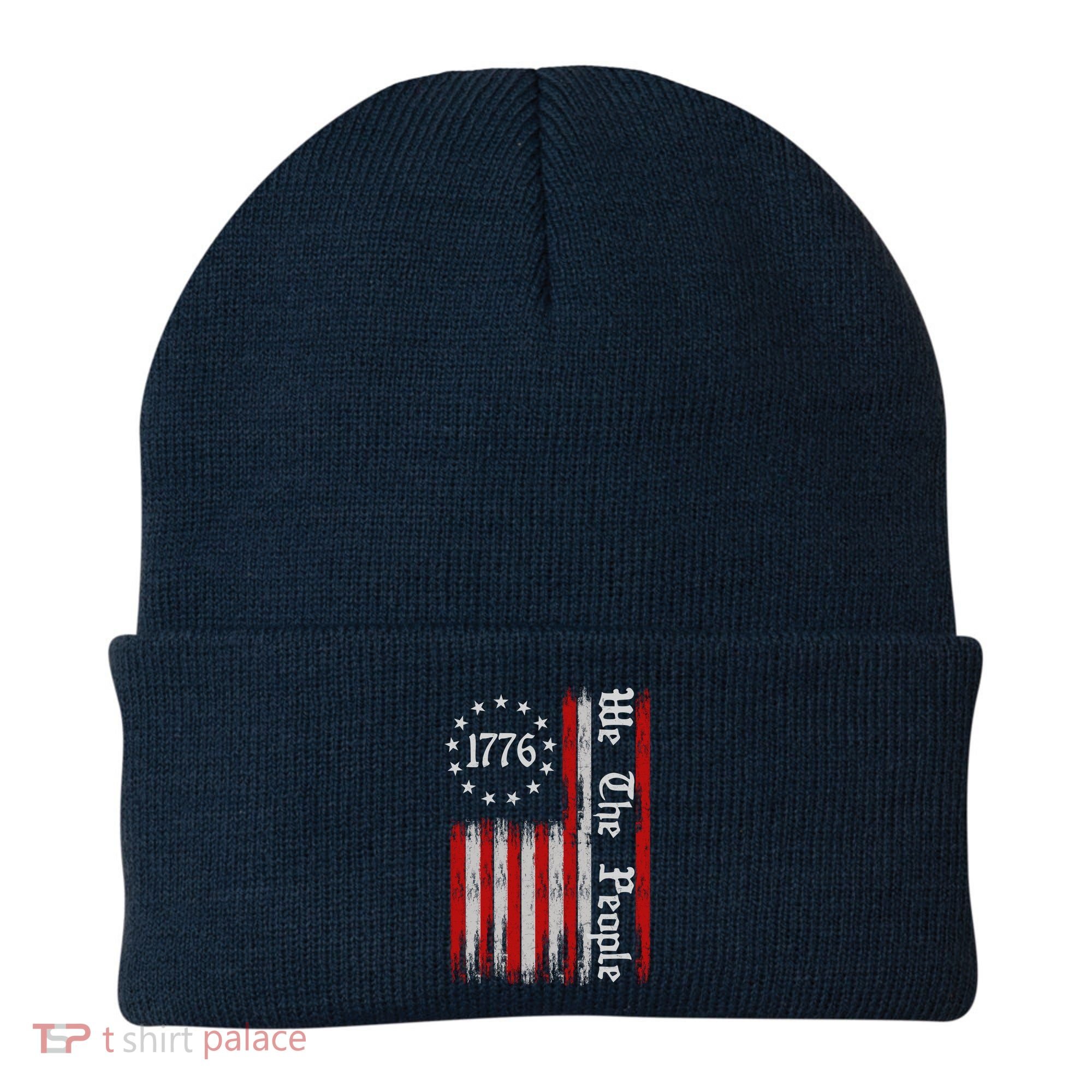 We The People 1776 Distressed USA American Flag Beanie